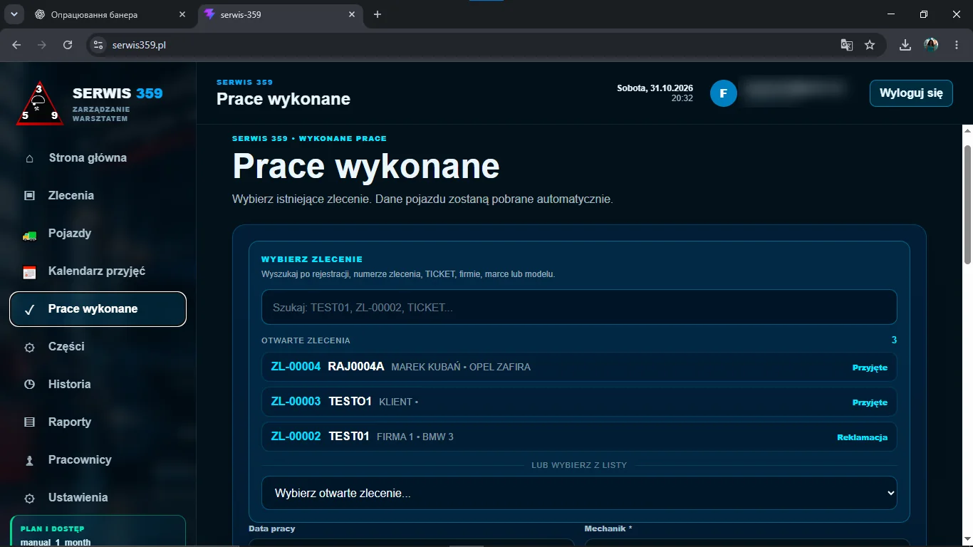 Prace wykonane — Lista wykonanych prac