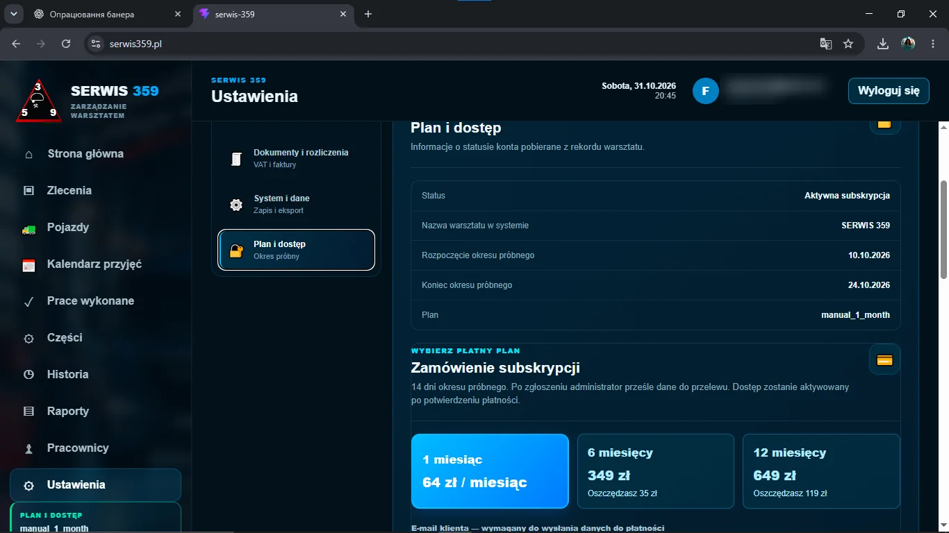 Plan i dostęp — Subskrypcja i plany dostępu